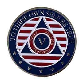 Stars and Stripes Alcoholics Anonymous Chip with 7th Step Prayer on Back Coin Capsule Included (Available in 1-50 Years)