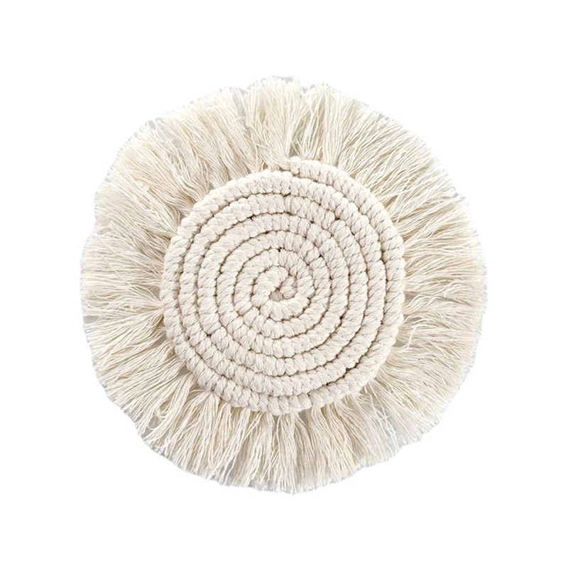 Geieold 5Piece Macrame Handmade Cotton Coasters Woven Coaster for, Boho