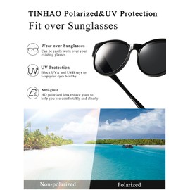 TINHAO Polarized Fit Over Sunglasses for Women Men Driving Wear over Glasses with UV400 Protection Cat Eye Frame(Black, Black)