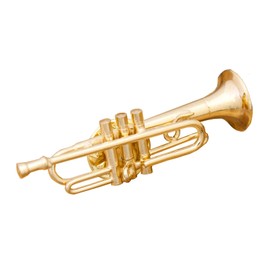 Akizuki Boeki PA01-1/14 Design Trumpet, Gold, W1.8 x D0.5 x H0.4 inches (4.8 x 1.3 x 1 cm), Miniature Band, Pin Patch