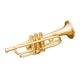 Akizuki Boeki PA01-1/14 Design Trumpet, Gold, W1.8 x D0.5 x H0.4 inches (4.8 x 1.3 x 1 cm), Miniature Band, Pin Patch