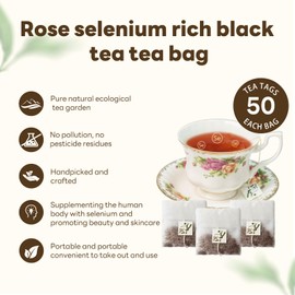 Hongzhengchun Natural Rose Black Tea, Chinese Organic Tea | Hot and Iced Milk Tea with Coffee | Portable Tea Pack 3.52oz/100g(50 Tea Bags)