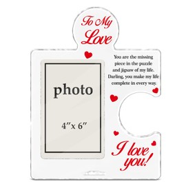 I Love You Gifts for Him Her, Anniversary Birthday Gifts for Girlfriend Boyfriend Wife Husband, to My Love Acrylic Puzzle Picture Frame Gift for Christmas Valentines Day, 4 x 6 Inch Photo
