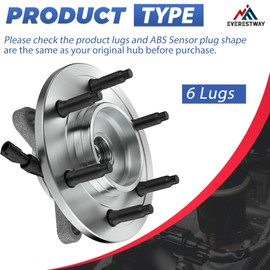 EVERESTWAY 515079 (4WD Models Only) Front Wheel Hub Bearing Assembly 6 Lugs W/ABS Compatible for 2004-2008 Ford F150/ 2006-2008 Lincoln Mark LT