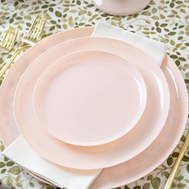 Blue Sky Edge Collection Pink Disposable Plates 6.3" - 10 Count, Stylish & Sturdy Disposable Dinnerware for Parties, Events, and Occasions