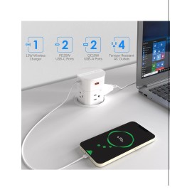 ANNQUAN 3.15" Pop Up Countertop Outlet with 15W Wireless Charger, Max 20W