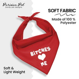 Parisian Pet Printed Dog Bandana - Neck - Tie-On Adjustable Polyester Fabric Bandana Bibs for Small Dogs - Washable Triangle Dog Bandanas, Red Handkerchief for Pets - S