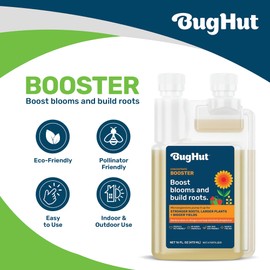 BugHut Booster Liquid Plant Food - Formula for Strong Roots, Vibrant Blooms, and Healthy Growth - Ideal for Indoor & Outdoor Gardening - People, Pets & Pollinator Friendly - 16 fl oz, Makes 63 Gallons