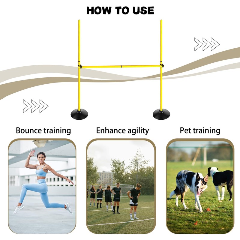 Voodans Adjustable Height Agility Hurdle Set Multi-Function Soccer Trainning Pole