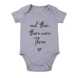 SproutJoy And Then There Were Three Bodysuit for Baby Pregnancy Announcement Bodysuit for Grandparents Unisex Infant Newborn