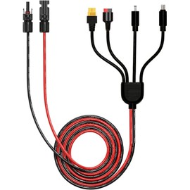 2 m / 6.56 ft 4 in 1 solar panel cable, 16AWG universal solar cable plug to Anderson/XT60/DC7909/DC5521 charging port for solar, portable power station, solar generator