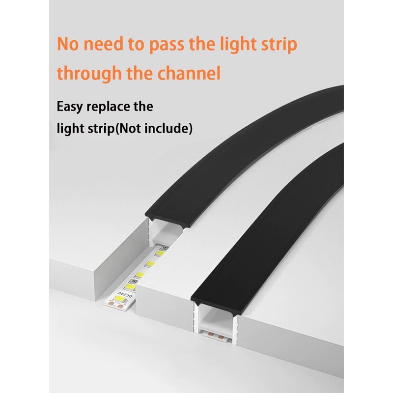 DGLILUAN 16.4FT Recessed Flexible LED Diffuser Channel, Silicone Black Bendable