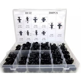 【Deepa】Push Rivet Clips 10 Types 280-Piece Set for Toyota, Suzuki, Nissan, Subaru Car Clips with Pin Case Included