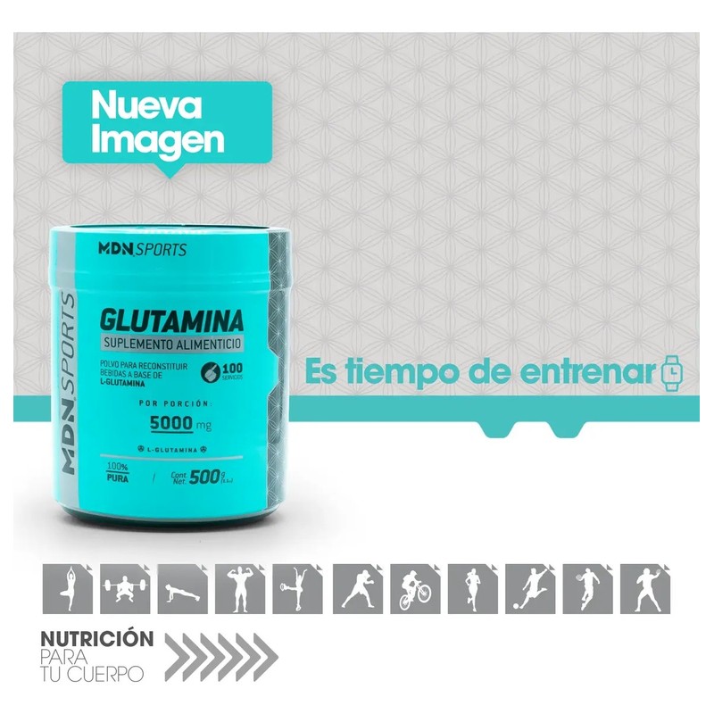 Glutamina En Polvo Mdn Sports Alta Pureza 100 Servicios