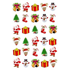 30 x Christmas Edible Wafer Paper Cupcake Toppers Stand up Rice Fairy Snowman Santa Jingle Bells Tree Reinder