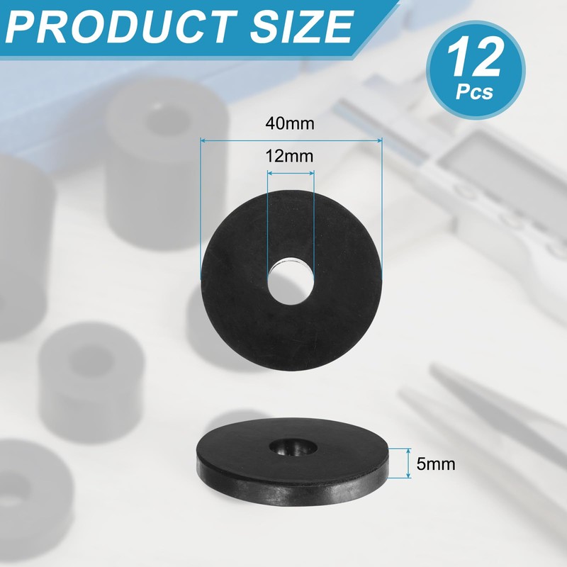 sourcing map 12 Pcs Rubber Spacers 40mm OD x 12mm