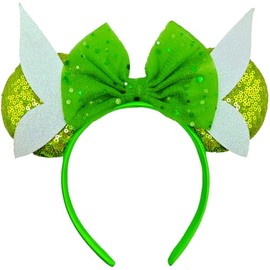 ZHENNAN Mouse Ears Headbands for Women, Glitter Fairy Ears Hairbands with Wing, Fairy Tinkerbell Costume Themed Events Birthday Party Favors Hair Accessoires