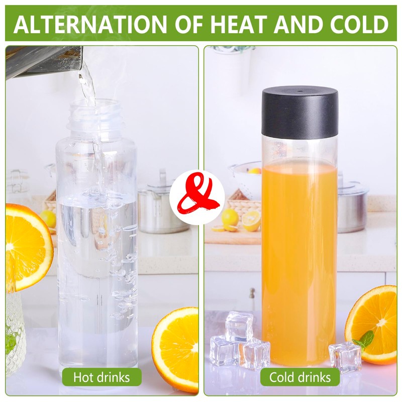 zmybcpack 12 Pack 400ml Plastic Juice Bottles with Black Lids