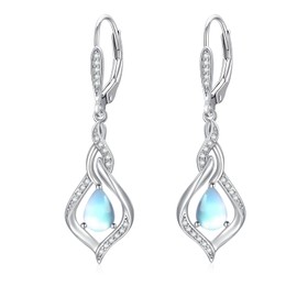 VONALA Opal Earrings Sterling Silver White / Blue / Pink / Moss Agate / Moonstone / Opal Drop Earrings for Women Opal Leverback Earrings Opal Jewellery Gifts for Women Teenager Girls Wife Mother