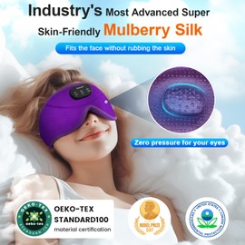 TOPOINT Bluetooth Sleep Mask Headphone 3D Eye mask with Bluetooth Headphones 34 Soothing Audio |15hrs Playingtime | 3 Timer,Sleep Mask Blackout with Waterproof Travel Bag for Travel,Nap,Shift Work