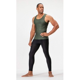 DEVOPS 3 Pack Men's Muscle Dry Fit Compression Tank Top (2X-Large, Black/Olive/Navy)