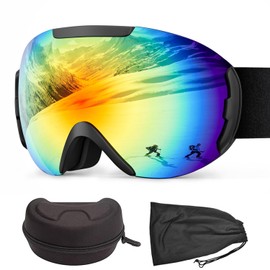 Yarazora Ski Goggles, Snow Goggles, Spherical Double Lens, Compatible with Glasses, Anti-Fog, 180° Wide View, UV400 UV Protection, 3 Layer Sponge, Breathable, Windproof, Dustproof, Snowproof,