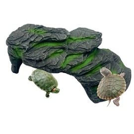 PINVNBY Resin Turtle Basking Platform,Turtles Rock Resting Dock Aquarium Tortoise Tank Climbing Ramp Cave Hideout Decorations Reptile Habitat Hide Accessories for Lizard Bearded Dragons Newts Frogs