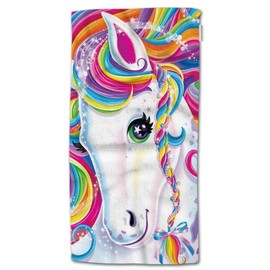 HGOD DESIGNS Unicorn Bath Towels, Beautiful Unicorn with Rainbow Hair, 100% Cotton Soft Towels for Bathroom & Kitchen, 15"X30"