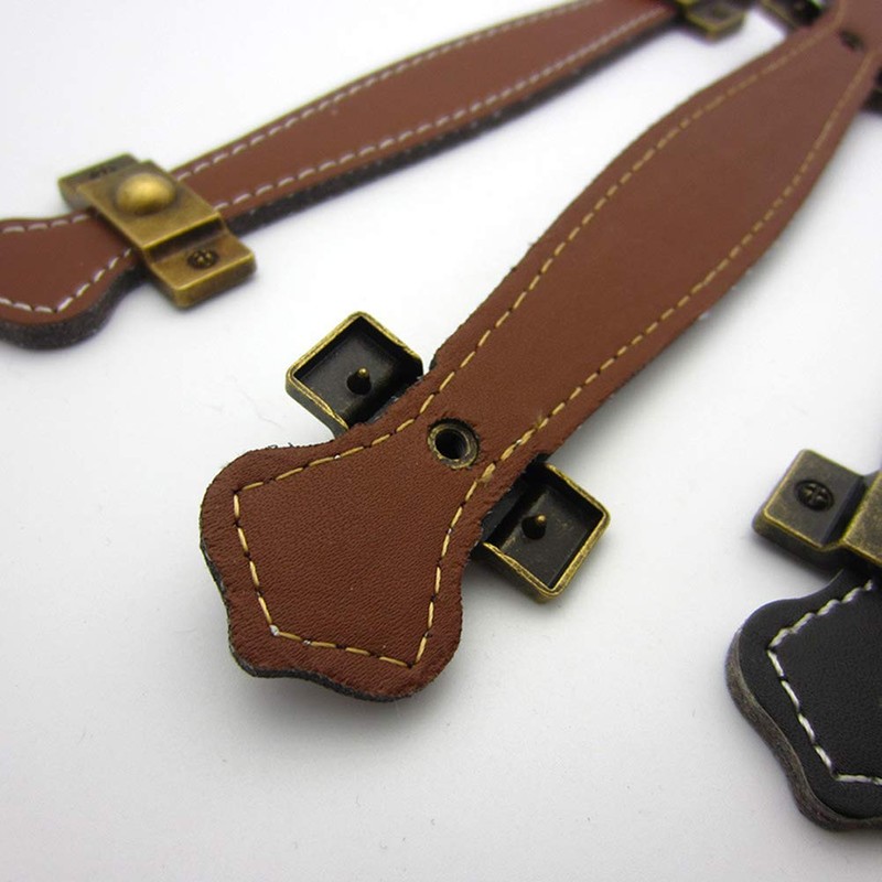 SuPVOX 2 Pcs Brown Leather Drawer Handles Vintage Suitcase Handles