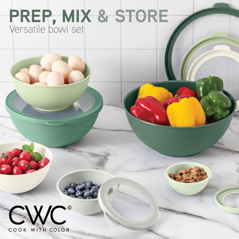COOK WITH COLOR Mixing Bowls with TPR Lids - 12