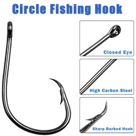 JSHANMEI Ultra Point Demon Circle Hooks 39951 Extra Strong Sharp Sport Circle Fishing Hooks with Kirbed Point,Pack of 100 (8/0-100pcs)