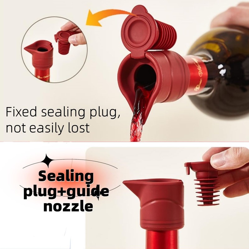 Silicone Wine Bottle Stopper With 3 in 1 Kechain Bottle