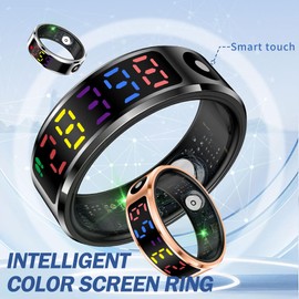 Smart Ring Fitness Health Ring with Color Screen Display Digital Step Counter Calorie Pedometer Heart Rate Sleep Rings Exercise Modes Tracker Women Men Smart Rings for Android & iOS