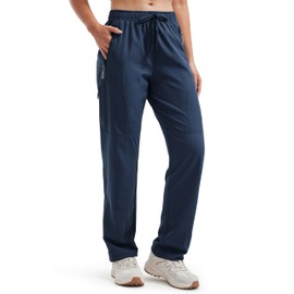 Libin Women's Hiking Pants 27" Lightweight Quick Dry Cargo Pants Casual Safari Work Travel Outdoor Clothes, Navy L