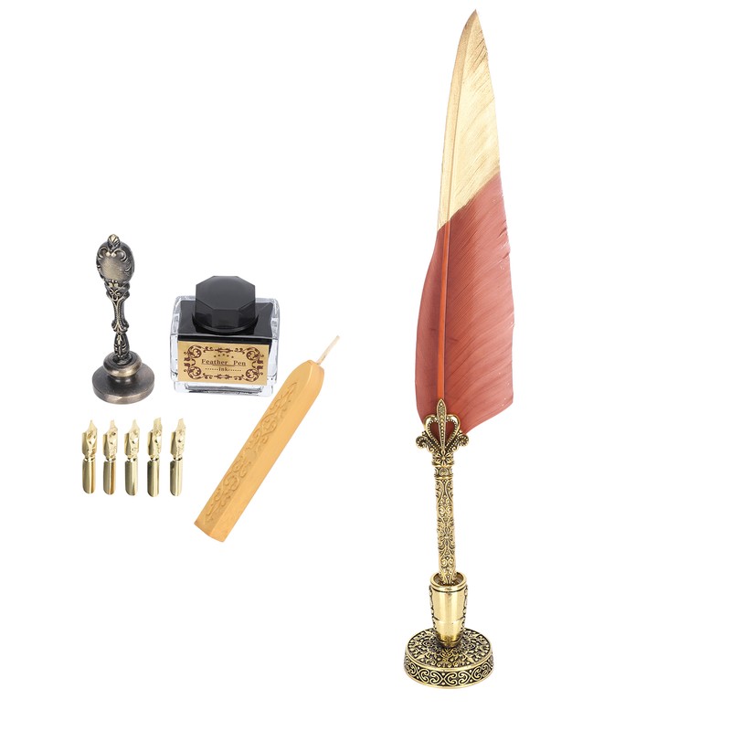 Quill Pen Set Feather Writing Drawing Dip Pen Students Teacher