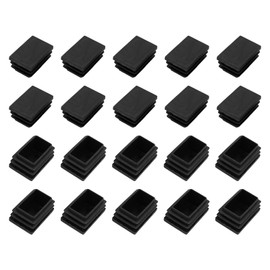 METALLIXITY Rectangle End Caps (30 x 20mm) 24Pcs, Plastic Rectangle Tube Inserts Threaded End Blanking Caps Protector - for Furniture Table Chair Legs, Black