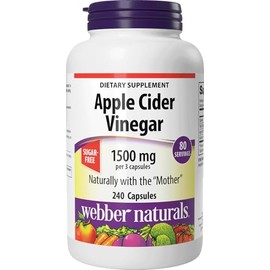 Webber Naturals Apple Cider Vinegar Pills, 1,500 mg per Serving, High Potency, 240 Capsules, Natural Digestion, Metabolism, Weight  Detox Support,... 