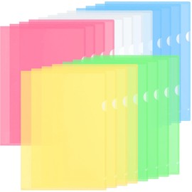 OEEYYT 20pcs Plastic Folders A4 Clear Plastic Wallets A4 5 Colours A4 Plastic Sleeves for File Paper Cover Protection File Report Project, for Office School Work