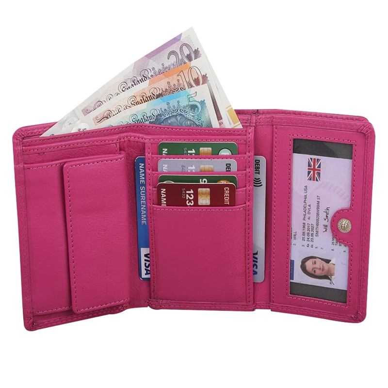 Women's RFID Small Purse, Genuine Soft Leather Wallet with Coin