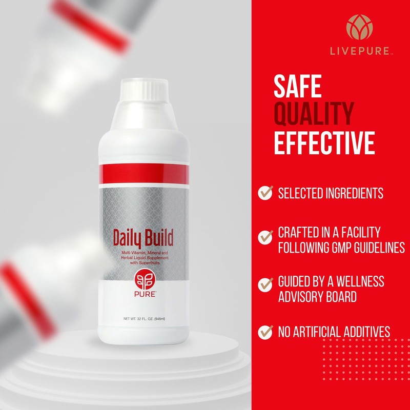 PURE Daily Build Liquid Multivitamin & Mineral/Herbal Dietary Supplement with