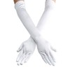 Lansian Women's 21'' Long Satin Gloves White Elbow Length 1920s