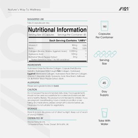 Multi Collagen 2400mg – Types I, II, III, V & X – 180 Capsules – Wild Caught Marine, Grass Fed Bovine, Eggshell & Free-Range Chicken Collagen Powder, with Hyaluronic Acid & Vitamin C – by Alpha01