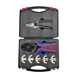Quick Change Crimping Tool Kit with Box Multifunction Ratcheting Wire Stripper Cable Terminal Crimper Pliers for Ferrule/Nylon/Insulated/Non-insulated Terminals, Heat Shrink Connectors, Insulated