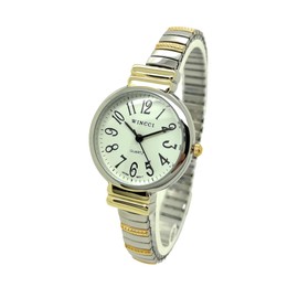 Ladies Big Numbers Stretch Elastic Band Fashion Watch Wincci (Two Tone)