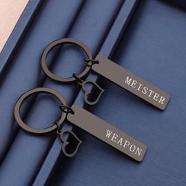 bobauna Geek Set Keychain Soul Eater Inspired Anime Jewelry Gift For Couple Best Friend(WeaMei KS-black