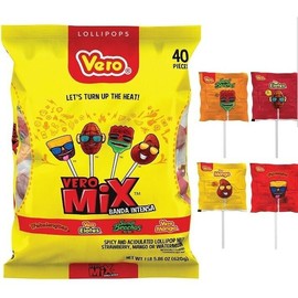 Pack of 2 - Paletas Vero Mix Banda Fuego Lollipops total 80 Pieces Vero Mango🔥