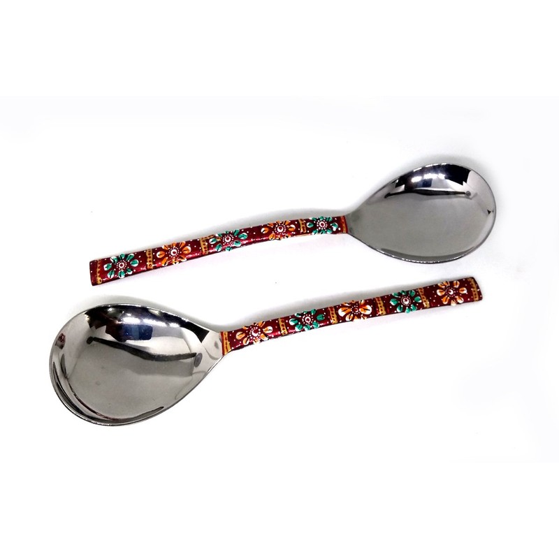 Rastogi Handicrafts Copper Bamboo Hand Painted Meena Work Dinnerware flatware