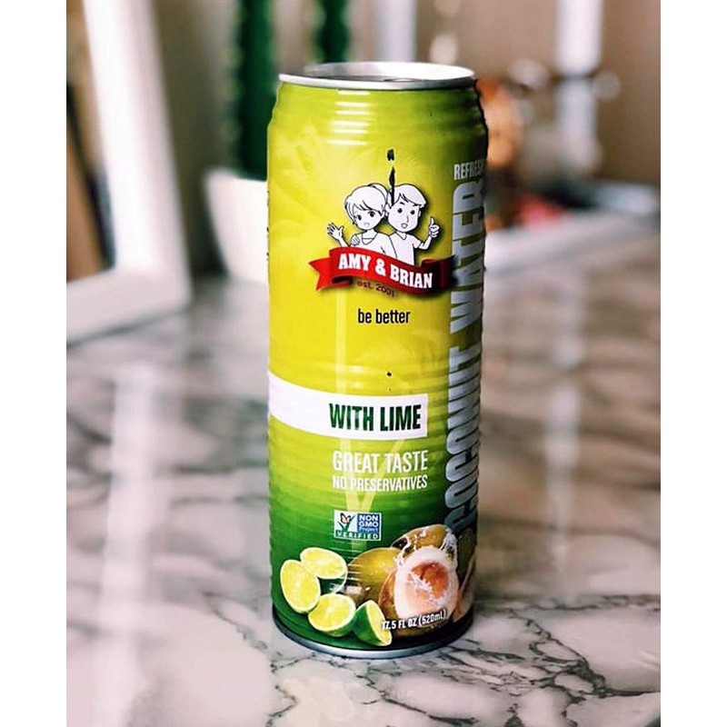 Amy & Brian Coconut Water, Can Lime, 17.5 Fl Oz