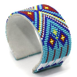 Southwestern Native Style Seed Beads Beaded Hard Cuff Bracelet