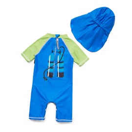 ADAVERANO Baby Boys One-Piece Sunsuits/Swimsuits S/S UPF 50+ Sun Protection (Glasses, 3-6Months)
